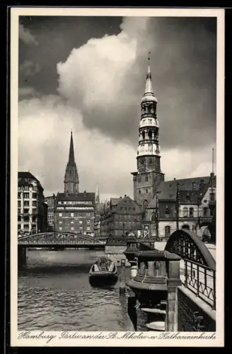 AK Hamburg, Blick von der St. Nikolai- und St. Katharinenkirche