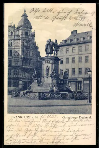 AK Frankfurt a. M., Gutenberg-Denkmal