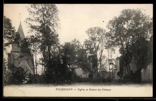 AK Picquigny, Eglise et Ruines du Châteaux