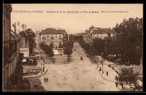 AK Chalon-sur-Saone, Boulevard de la République et Rue d`Autun