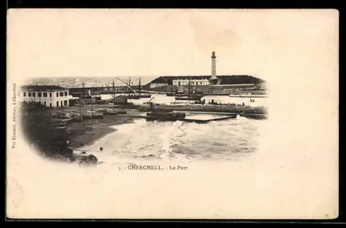 AK Cherchell, Le Port avec navires et voiliers