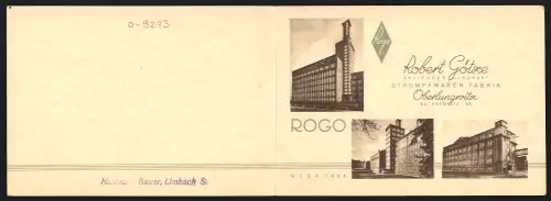 Vertreterkarte Oberlungwitz /Chemnitz, Robert Götze, Strumpfwaren-Fabrik, Fabrik in der Aussenansicht