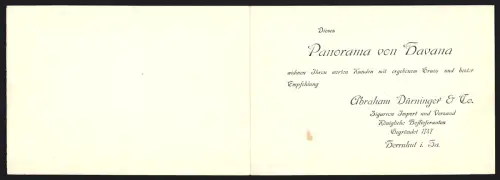Vertreterkarte Herrnhut i. Sa., Abraham Dürninger & Co., Zigarren Import und Versand, Panorama von Havana