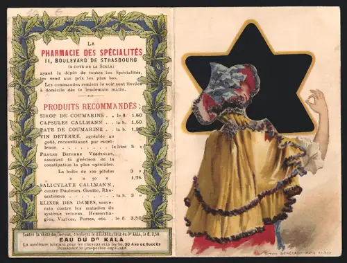 Vertreterkarte Paris, Sirop de Coumarine, 11 Boulevard de Strasbourg, Pharmacie des spécialités
