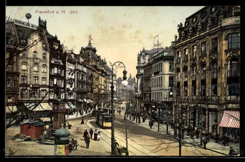 AK Frankfurt a. Main, Strassenbahn am Zeil