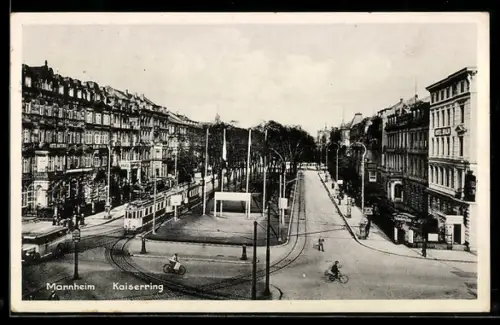 AK Mannheim, Kaiserring mit Strassenbahn