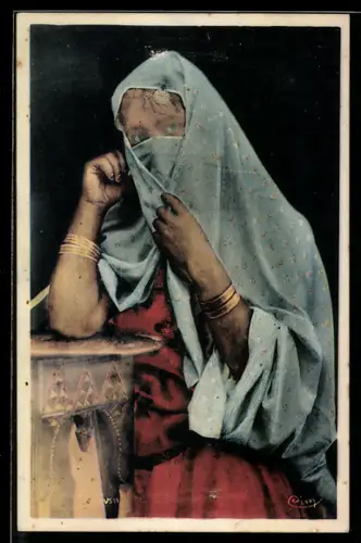 AK Mauresque voilée, arabische Volkstypen