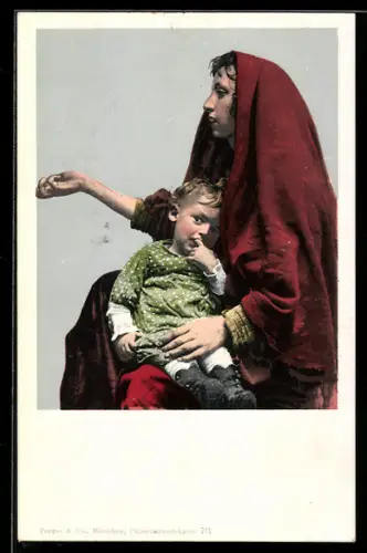 AK Araberin mit Kind auf dem Schoss, arabische Volkstypen