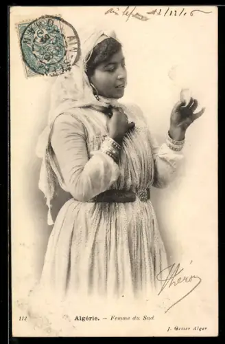 AK Algérie, Femme du Sud, arabische Volkstypen