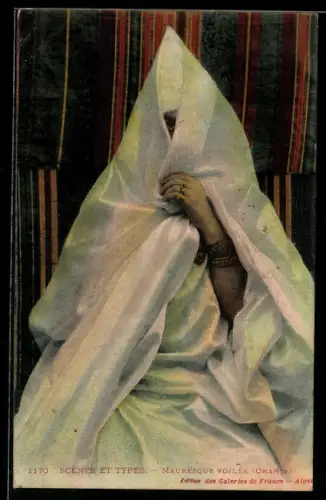 AK Scènes et Types, Mauresque voilée, arabische Volkstypen