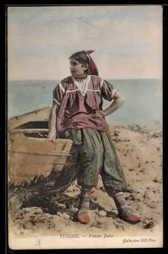 AK Jüdische Frau bei Fischerboot