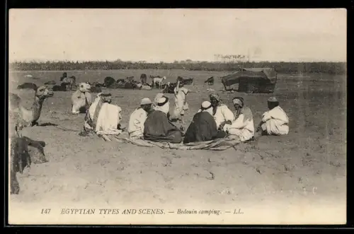 AK Egyptian Types and Scenes, Bedouin camping, arabische Volkstypen