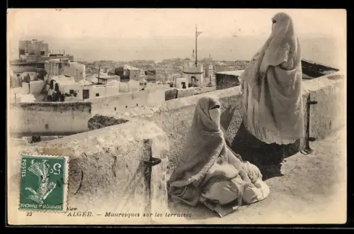 AK Alger, Mauresques sur les terrasses, arabische Volkstypen