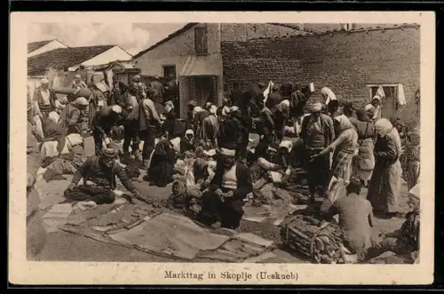 AK Skopje / Ueskueb, Handel auf dem Markt
