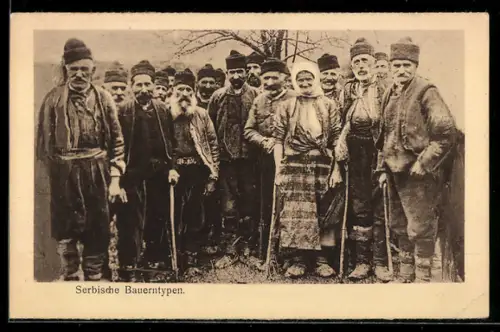 AK Serbische Bauerntypen, Gruppenfoto