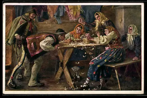 AK Psotnik Góralski, polnische Familie in Tracht