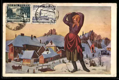 AK Polin in winterlicher Landschaft