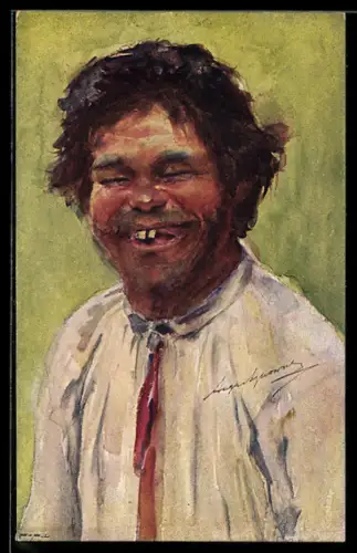 AK Ukraine, lachender Bauer