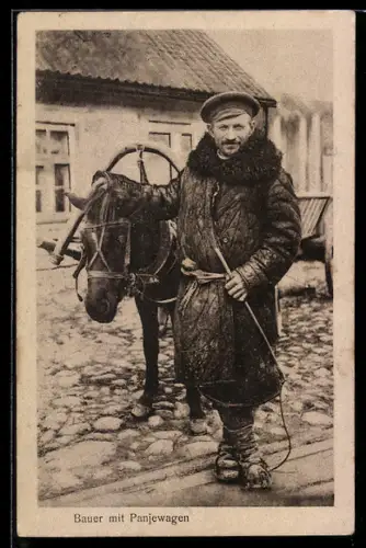 AK Polnischer Bauer mit Panjewagen