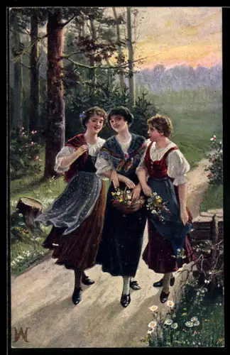 AK Die drei polnischen Dorfschönen