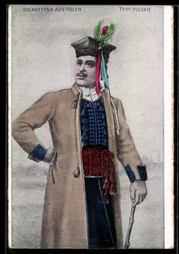 AK Polen, Pole in traditioneller Kleidung