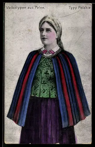 AK Polen, Frau in Trachtenkleidung, Polnische Volkstypen