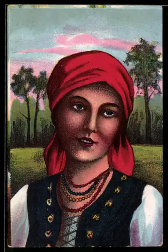 AK Typy Polskie, Malgosia, Polin mit Kopftuch