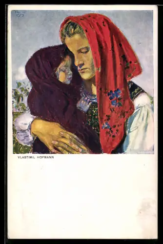 AK Polin in Trachtenkleidung mit Kind