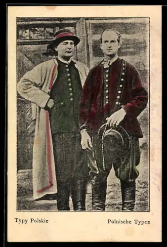 AK Polnische Typen, Zwei Männer in Tracht