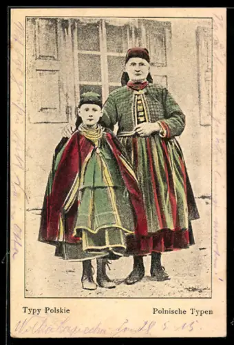 AK Polnische Typen, Frau mit Kind in Tracht