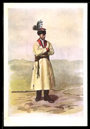 Künstler-AK Krakow, Junger Pole im Mantel