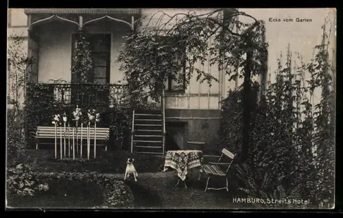 AK Hamburg-Neustadt, Hotel Streit, Ecke vom Garten