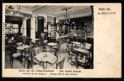 AK Berlin-Tiergarten, Zelten-Conditorei, In den Zelten 5