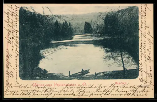 AK Freienwalde a. O., Baa-See mit Boot