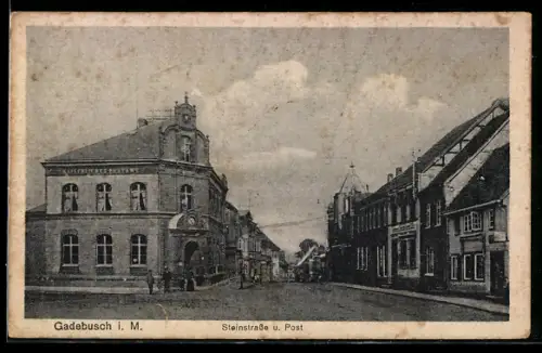 AK Gadebusch i. M., Steinstrasse und Post