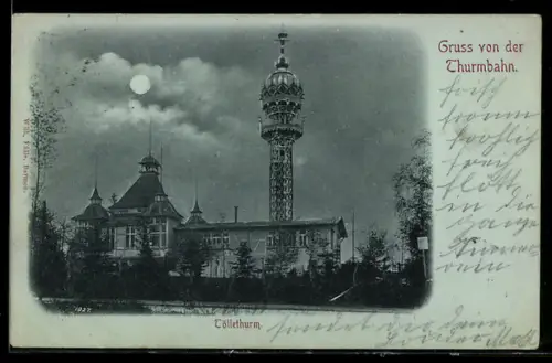 Mondschein-AK Wuppertal, Turmbahn, Tölleturm