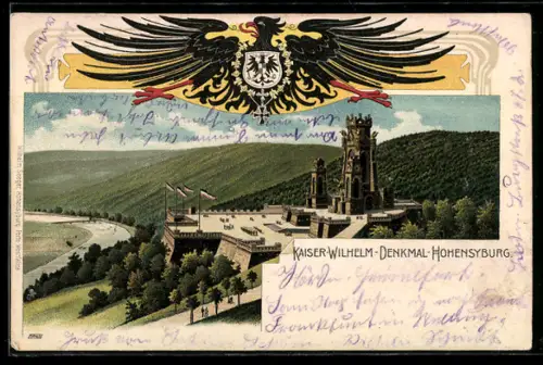 Lithographie Hohensyburg, Kaiser Wilhelm-Denkmal