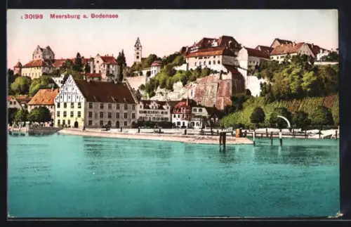 AK Meersburg a. Bodensee, Altstadt, Schloss, Hafen