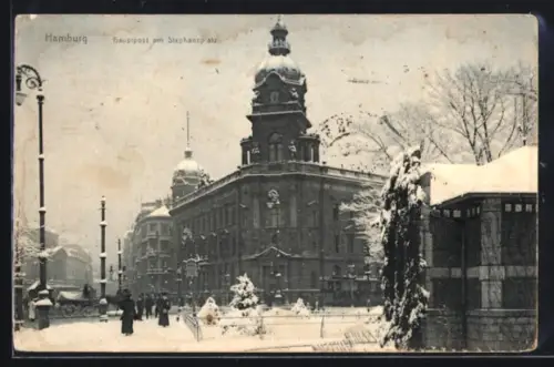 AK Hamburg-Neustadt, Hauptpost am Stephansplatz