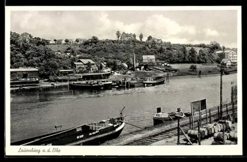AK Lauenburg a. d. Elbe, Hafen, Schiffe, Elbufer