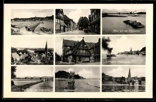 AK Lauenburg a. d. Elbe, Elbstrasse, Ältestes Haus, Partie bei der Elbbrücke