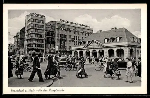 AK Frankfurt a. Main, Hauptwache, Mouson-Haus, Frankfurter Rundschau, Cafe
