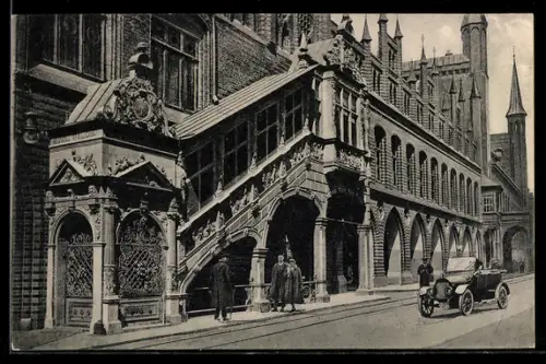 AK Lübeck, Rathaus mit Rathaustreppe