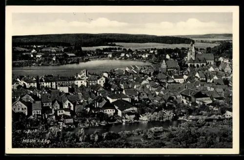 AK Mölln i. Lbg., Ortsansicht mit Gewässern aus der Vogelschau