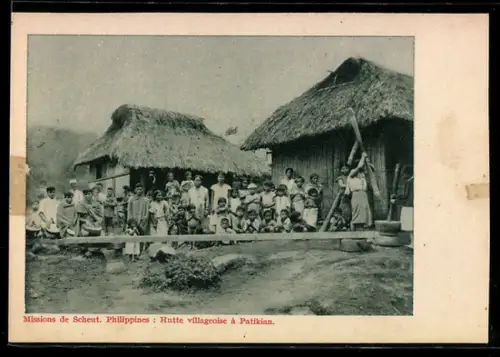 AK Philippinen, Missien van Scheut, Dorpshutten te Patikian