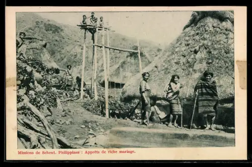 AK Philippines, Missions de Scheut, Apprêts de riche mariage, asiatische Volkstypen