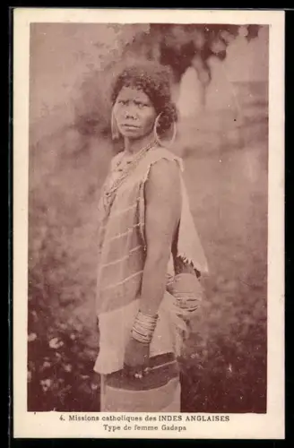AK Mission catholiques des Indes Anglaises, Type de femme Gadapa, asiatische Volkstypen
