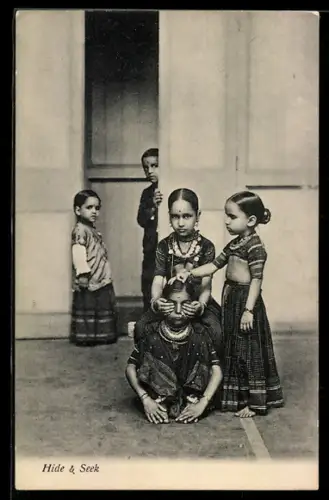 AK Indien, Hide & Seek, Indische Mädchen beim Spielen