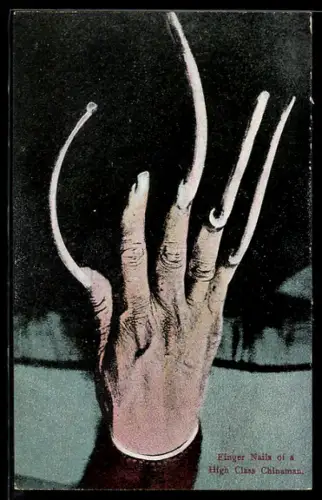 AK Finger Nails of a High Class Chinese, Hand mit langen Fingernägeln eines betuchten Chinesen