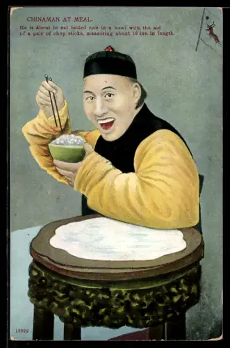 Künstler-AK China, Chinaman at meal